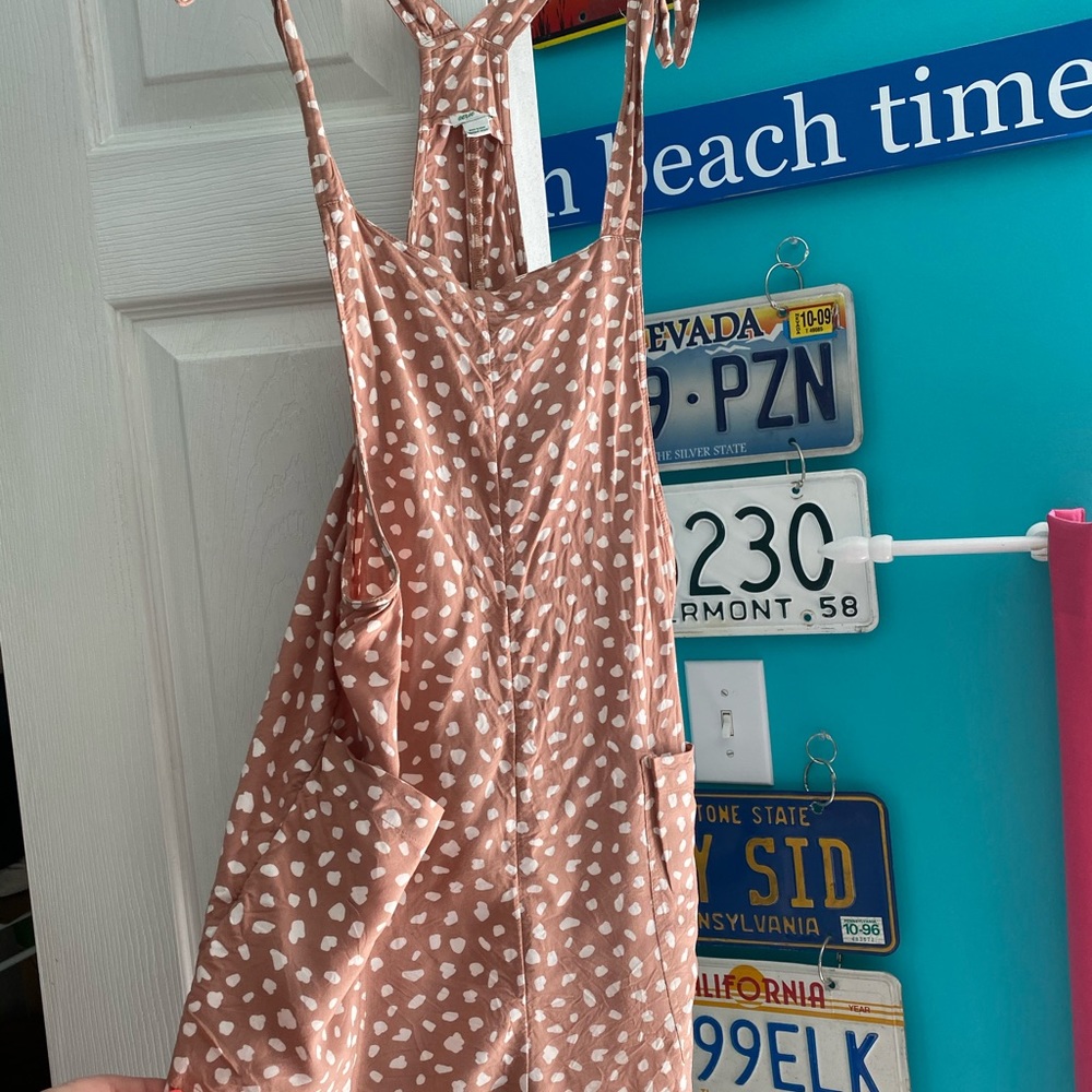Aerie pink polka dot romper